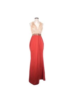 HUA ~ Red and Gold Gown w/Striking Sequin Sparkle and Beaded Waistline size XL